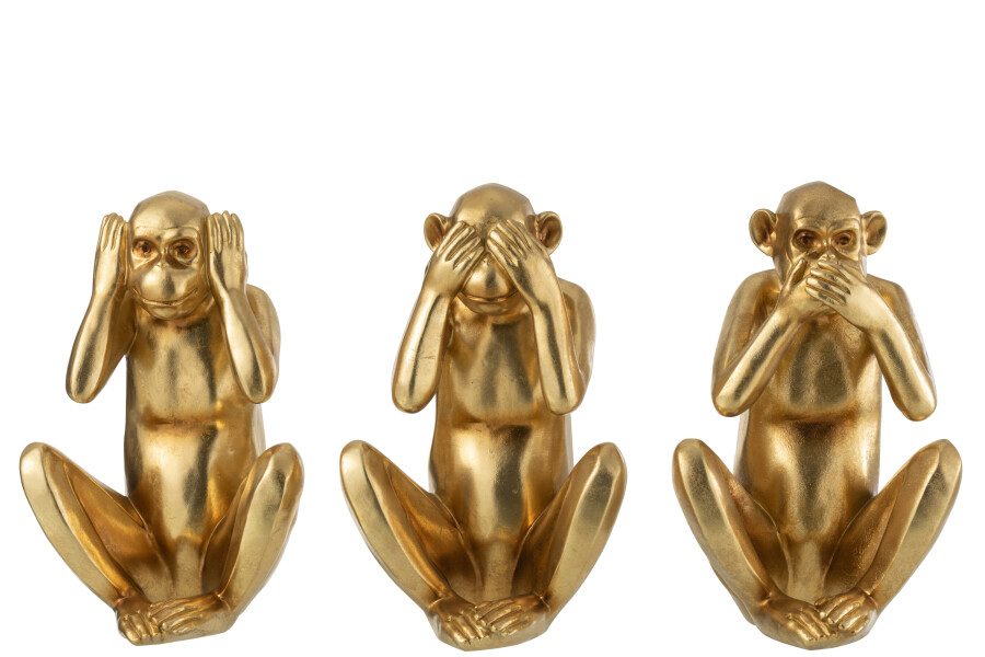 Set Of 3 Polyresin Sculptures in Gold