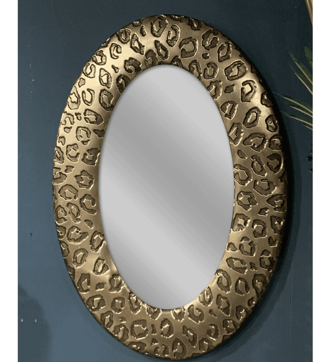 Oval Mirror Gold Iron – Leopard