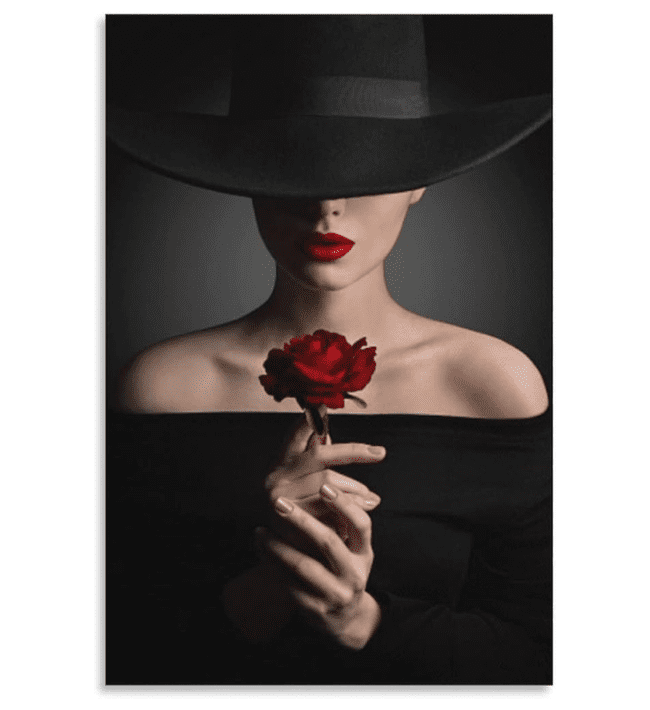 Woman with Red Rose Wall Art