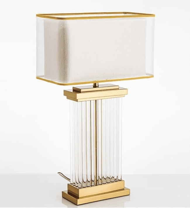 Modern Gold and white Stripe Crystal Table Lamp With LED Light Bulb