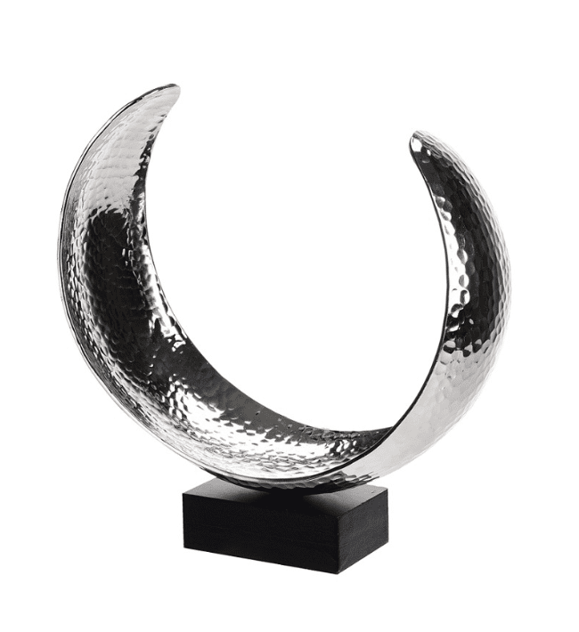 “C-shape” Aluminium Decorative Sculpture on Wooden Base