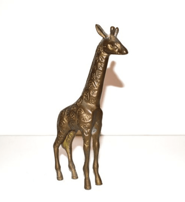 Metal Giraffe Figurine Standing Giraffe Gold Bronze