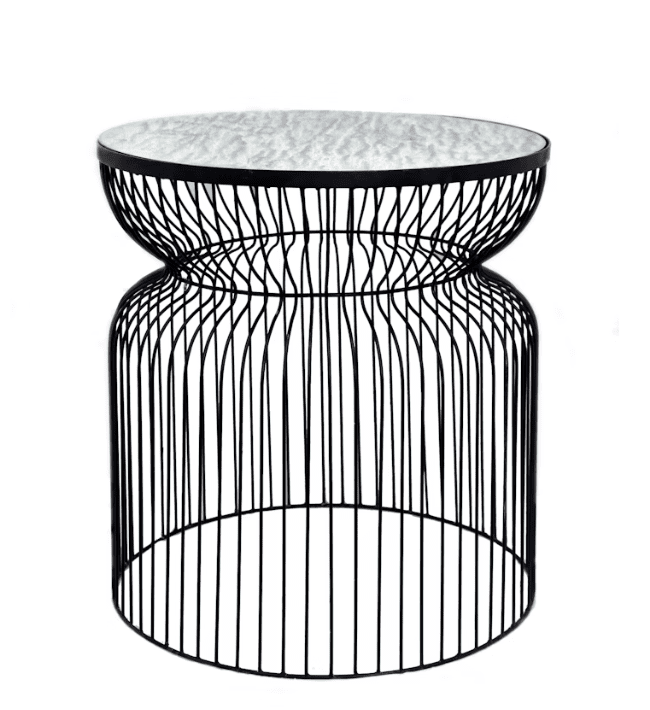 Round Metal Wire End Table Black Metal