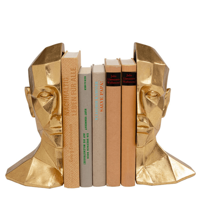 Gold face bookend