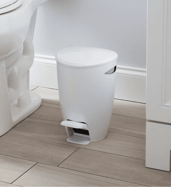 White Plastic Bathroom Waste Bin - Image 3